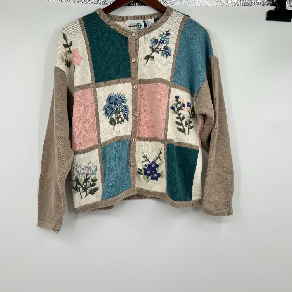 Vintage Paul Harris Designs Color Block Floral Embroidered
Button Sweater large - Picture 2 of 7